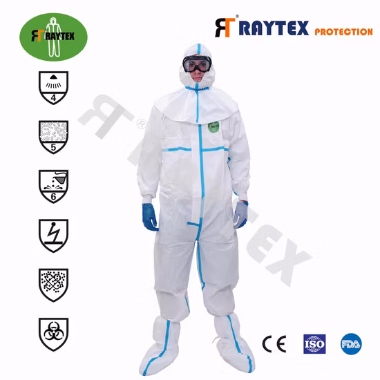 White Polypropylene Nonwoven Type 4/5/6 Waterproof Safety Non Woven SMS Microporous Protection PPE Suit Disposable Coverall