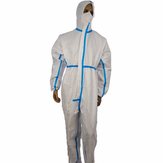 Type 5/6 PPE Anti-Static Workwear Disposable /Industry Waterproof/Lab/Safety/Work/ Dmicroporous/SMS/PP Hooded Nonwoven Medical Coverall Cat3 CE En 14126 1149