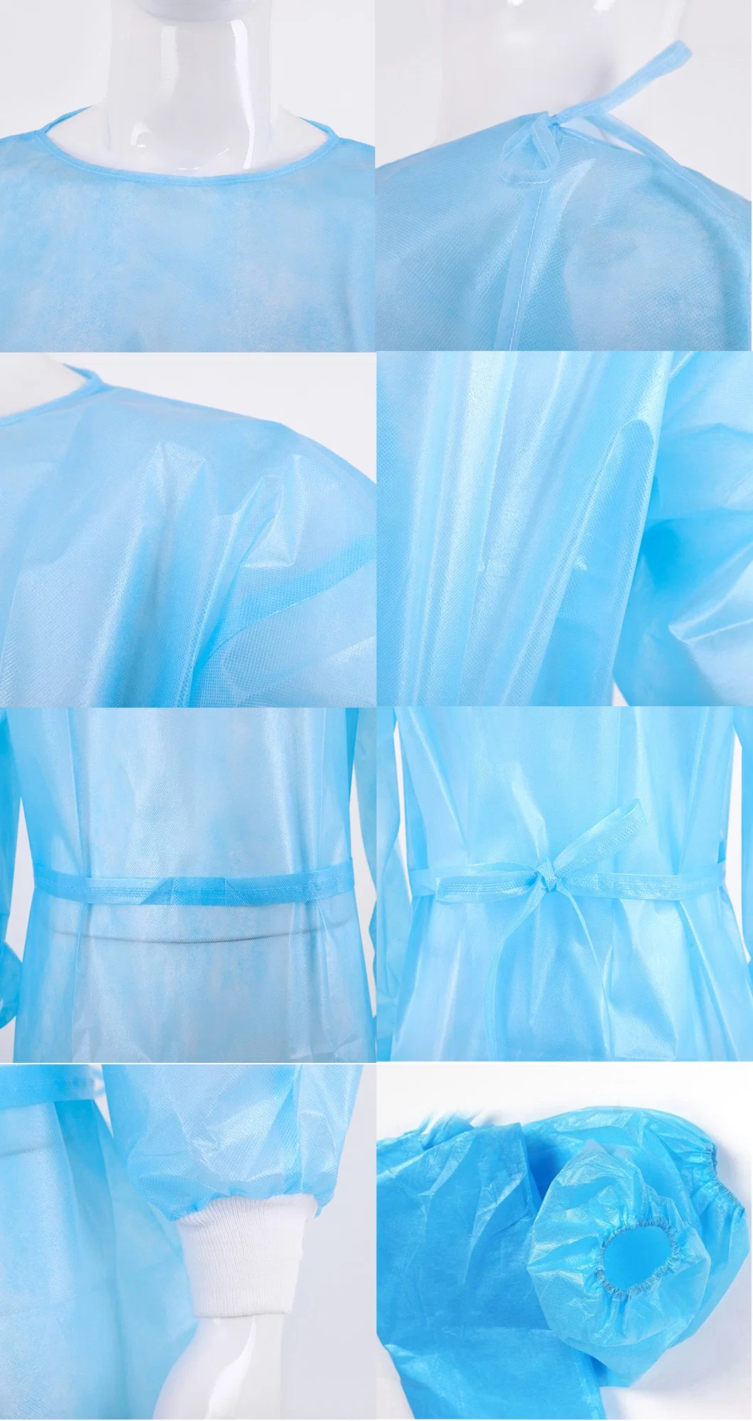 Disposable PPE Waterproof Nonwoven Blue Isolation Gown