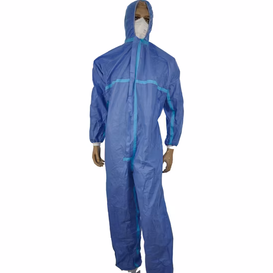 Type 5/6 PPE Anti-Static Workwear Disposable /Industry Waterproof/Lab/Safety/Work/ Dmicroporous/SMS/PP Hooded Nonwoven Medical Coverall Cat3 CE En 14126 1149