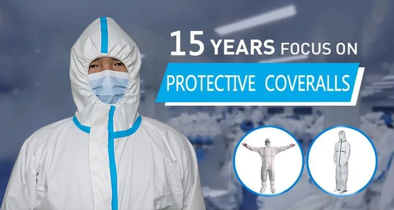 Workwear PP PE SMS Type 4/5/6 Disposable Non-Woven Isolation Protective Gown Protective Coverall Protective Clothing/Suit Lab Coat