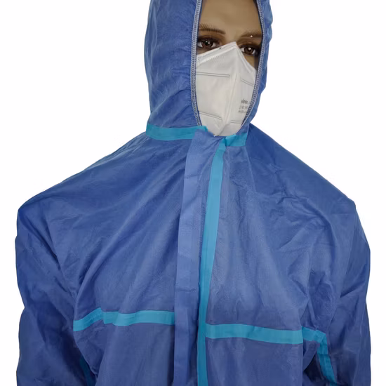 Type 5/6 PPE Anti-Static Workwear Disposable /Industry Waterproof/Lab/Safety/Work/ Dmicroporous/SMS/PP Hooded Nonwoven Medical Coverall Cat3 CE En 14126 1149