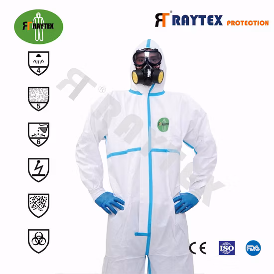 White Polypropylene Nonwoven Type 4/5/6 Waterproof Safety Non Woven SMS Microporous Protection PPE Suit Disposable Coverall