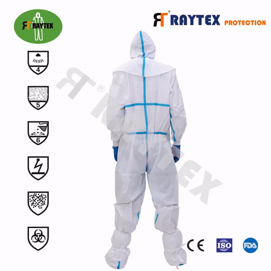 Mono desechable de polipropileno blanco no tejido tipo 4/5/6 impermeable de seguridad no tejido SMS protección microporosa PPE traje
