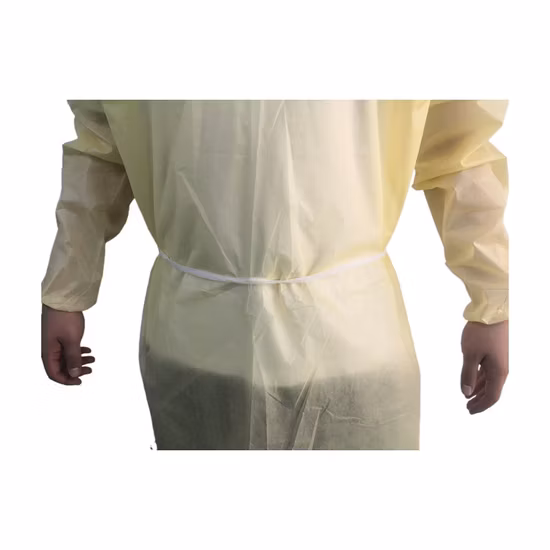 Bata de aislamiento no tejida PPE amarilla impermeable desechable